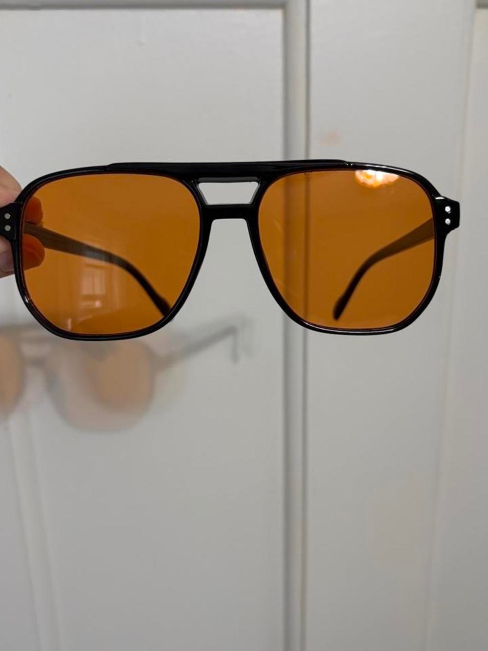 Women's Black Frame Sunglasses with Amber-Orange Lenses